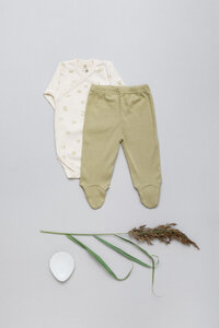 Baby Leggings mit Füßen, Ribbed-Jersey, Strampelhose - Organic by Feldman