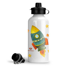 Trinkflasche Wasserflasche Weltall Rakete Kinder Junge Mädchen für KiTa Schule - wolga-kreativ