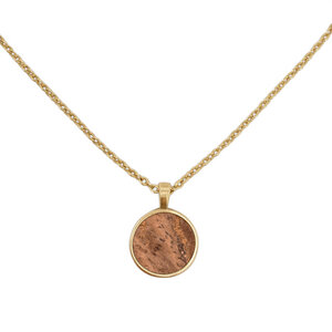 Kurze Halskette Gold mit Kork | 18k Vergoldet | Kettenanhänger Rund - KAALEE jewelry