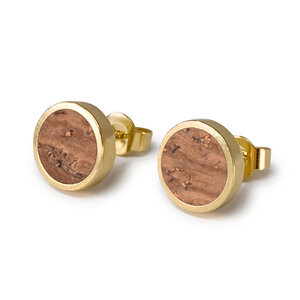 Runde Ohrstecker Gold Kork | Circle Ohrringe Stecker | Geschenke Box - KAALEE jewelry