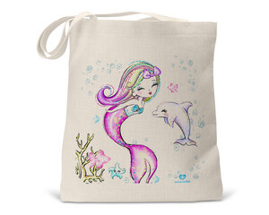 Bio Baumwoll-Kindertasche Motiv Meerjungfrau Delphin - wolga-kreativ