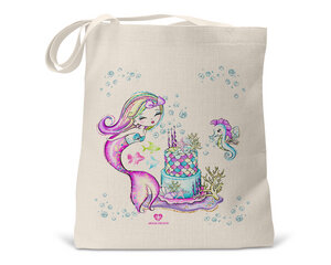 Bio Baumwoll-Kindertasche Motiv Meerjungfrau Seepferdchen - wolga-kreativ