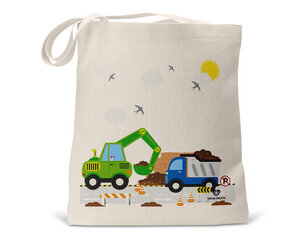 Bio Baumwoll-Kindertasche Motiv Straßenbau mit LKW und Bagger - wolga-kreativ