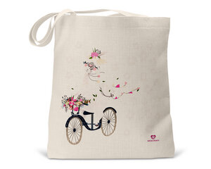 Bio Baumwoll-Kindertasche Motiv Lama auf Fahrrad mit Blumen - wolga-kreativ