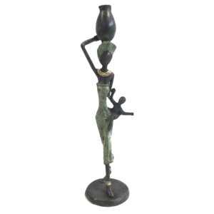 Bronze-Skulptur "Frau mit Kind und Amphora" by Issouf | 25 cm | Unikat - Moogoo Creative Africa
