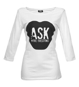 ASK MORE QUESTIONS - Sleeve Shirt weiß - Lena Schokolade