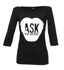 ASK MORE QUESTIONS - Sleeve Shirt schwarz - Lena Schokolade