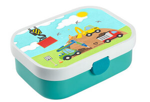 Brotdose Bento Lunchbox Baustelle Laster Bagger für Kinder Mädchen Junge türkis - wolga-kreativ
