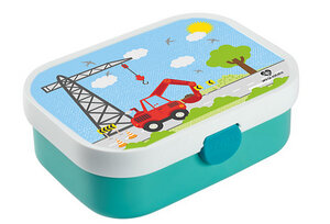 Brotdose Bento Lunchbox Baustelle Kran Bagger für Kinder Mädchen Junge türkis - wolga-kreativ