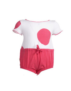 Baby Body Strampler aus Eukalyptus Faser "Verena" weiß mit rosa Muster - CORA happywear