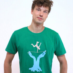 T-Shirt "Slackline", Herrenshirt, bedruckt, Siebdruck, Bio-Baumwolle - Spangeltangel