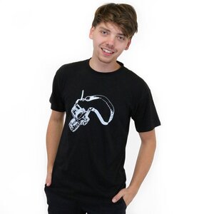 T-Shirt "Kamera" schwarz, weiß bedruckt, Siebdruck, Foto - Spangeltangel