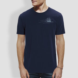 Herren T-Shirt, "Rückenwind", Blau - Navy - little kiwi