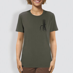 Unisex T-Shirt, "Verwurzelt", Khaki - little kiwi