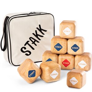 STAKK | Outdoor-Wurfspiel | Geschicklichkeitsspiel mit 9 robusten Holzwürfeln - STAKK