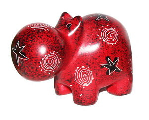 Tier Speckstein rot / Grafik Geschenk buntes Hippo Nilpferd 4-5cm - interArt