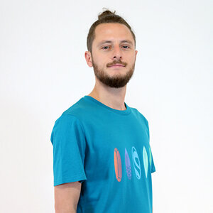 Surfboard T-Shirt, Irisdruck, Herrenshirt - Spangeltangel