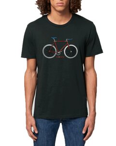YTWOO Unisex T-Shirt Rennrad rot mit blauem Sattel französisch Bicyclette - YTWOO