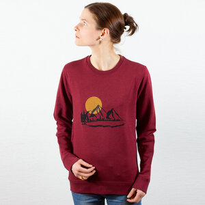 Pullover, "Bergluft" burgund, Sweatshirt, Damen, bedruckt, Siebdruck, Outdoor - Spangeltangel