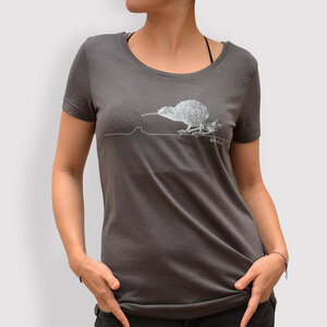 Damen T-Shirt, "Kiwi", Modal, Anthracite, Schwarz - little kiwi