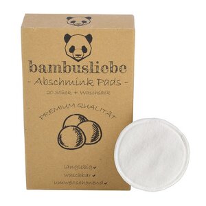 20 Waschbare Abschminkpads aus Bambusviskose inkl. Waschsack - bambusliebe