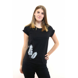 Damenshirt "Vogelbeerblätter", T-Shirt, gedrucktes florales Motiv, für Frauen - Spangeltangel