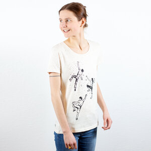 Damenshirt "Bouldern", T-Shirt bedruckt, Siebdruck, Klettern - Spangeltangel