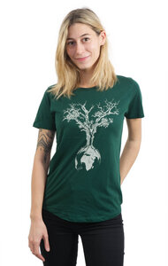 Ecovero Shirt Fairwear für Damen "Weltenbaum" in Bottle Green - Life-Tree