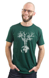 Ecovero Shirt Fairwear für Herren "Weltenbaum" in Bottle Green - Life-Tree