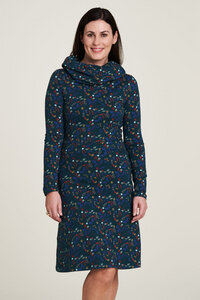 Jersey Kleid aus Bio-Baumwolle mit Muster in blau - TRANQUILLO
