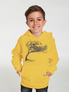 Bio-Kinder-Kapuzen-Sweatshirt "Windy Tree" - Peaces.bio - handbedruckte Biomode