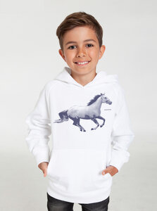Bio-Kinder-Kapuzen-Sweatshirt "Horsepower" - Peaces.bio - handbedruckte Biomode