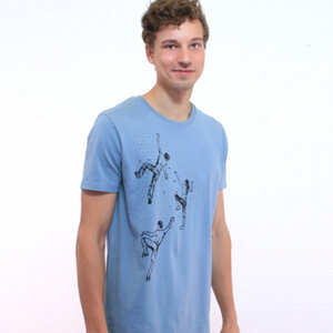 T-Shirt "Bouldern", Herren, Klettern, bedruckt, Siebdruck, Bio-Baumwolle - Spangeltangel