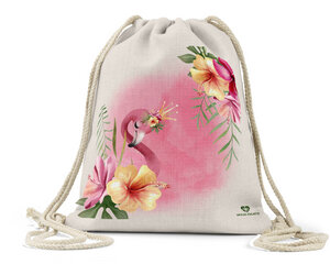 Bio Baumwoll-Kinderturnbeutel Motiv Flamingo mit Krone und Blumen - wolga-kreativ