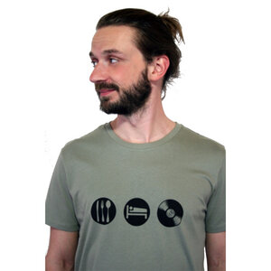 T-Shirt "Eat, Sleep, Vinyl", nachhaltig, Vinyl, Herren, Plattenspieler, bedruckt - Spangeltangel