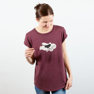 Damenshirt "Vogel", T-Shirt, gedrucktes Tier-Motiv, für Frauen, Natur, Mode, nachhaltig - Spangeltangel