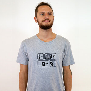 T-Shirt "35°C", nachhaltig, bedruckt, Herren, Vinyl, Plattenspieler, Platten - Spangeltangel