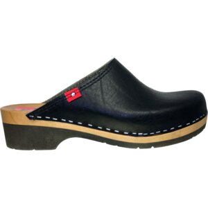 Klox Flattie schwarz - extra flacher Clog aus pflanzlich gegerbtem Leder - Klox
