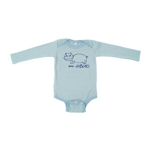 Langarmbody Baby Body aus Bio-Baumwolle „Hippo“ Himmelblau - Kipepeo-Clothing