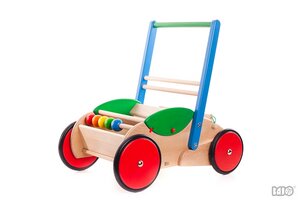 Bajo Lauflernwagen stabil und wunderschön für Ihre Kleinen ideal blau-grün - BAJO Holzspielzeug