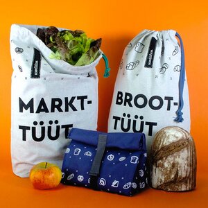Beutel Paket: Brotbeutel, Gemüsebeutel & Snack Beutel / recycelte Bio Baumwolle - umtüten