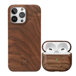 iPhone Hülle EcoSlim aus Holz mit AirPods Case aus Holz - Woodcessories