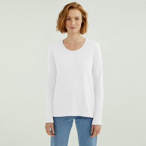 Miriam Damen Rundhals-Neck Langarm T-Shirt aus Flame Bio Baumwolle - d'Els