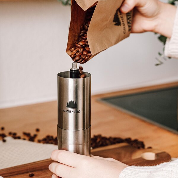 Hand-Kaffeemühle Edelstahl mit Keramik-Mahlwerk stufenlos einstellbar 