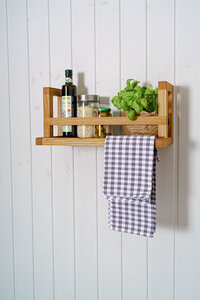 Wandregal ELISA aus Holz (massive Eiche) 50 cm breites Regal für Küche oder Bad - kleiderleiter_de