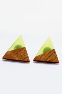 Ohrringe Wood Triangle Green - KOKOworld