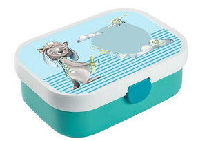 Brotdose Bento Lunchbox Waschbär mit Flieger für Kinder Mädchen Junge türkis - wolga-kreativ