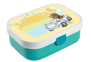 Brotdose Bento Lunchbox Bär im Auto für Kinder Mädchen Junge türkis - wolga-kreativ
