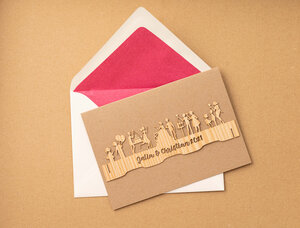 Personalisierbare 3D Hochzeitskarte mit Windlicht aus Holz - Artissima