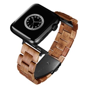 LAiMER Smartwatch Uhrband VIENNA - Nussholz - kompatibel mit Apple Watch - Laimer